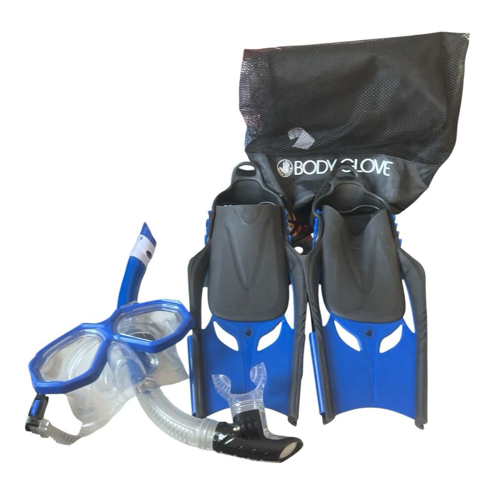 Body Glove Adult Snorkeling Scuba Fins Flippers Mask Carrycase S-M 4.5-8.5